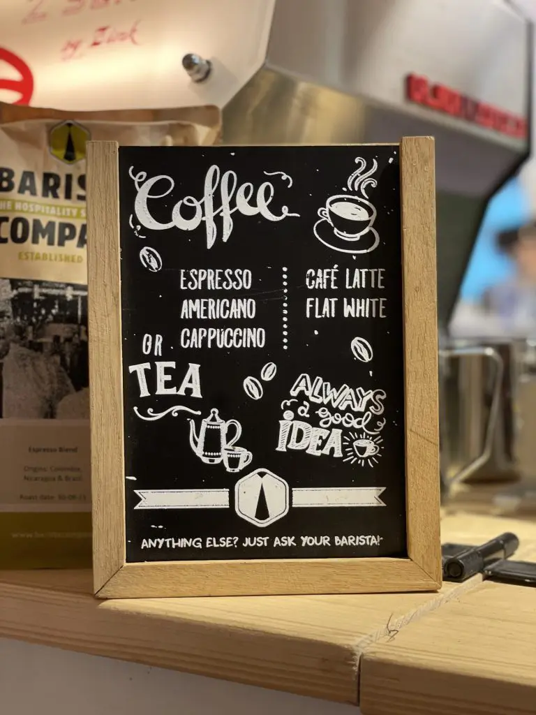 Koffie menu op evenement